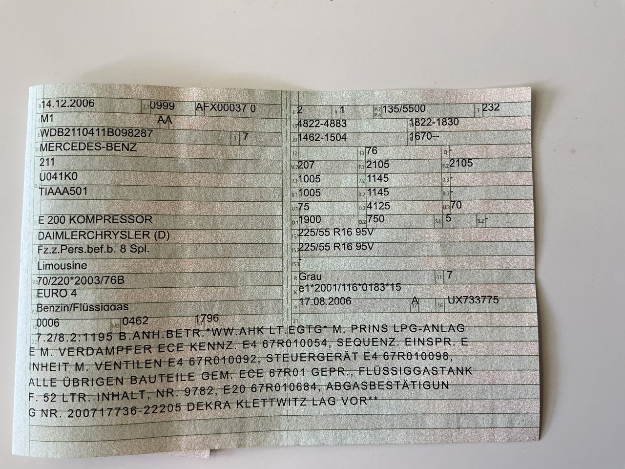 Mercedes-Benz E 200 Kompressor LPG - Benzin