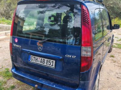 Mercedes Benz Vaneo Diesel, 08/2004, 91 hp, TÜV valid until 09.12.26, blue, tow hitch & car trailer