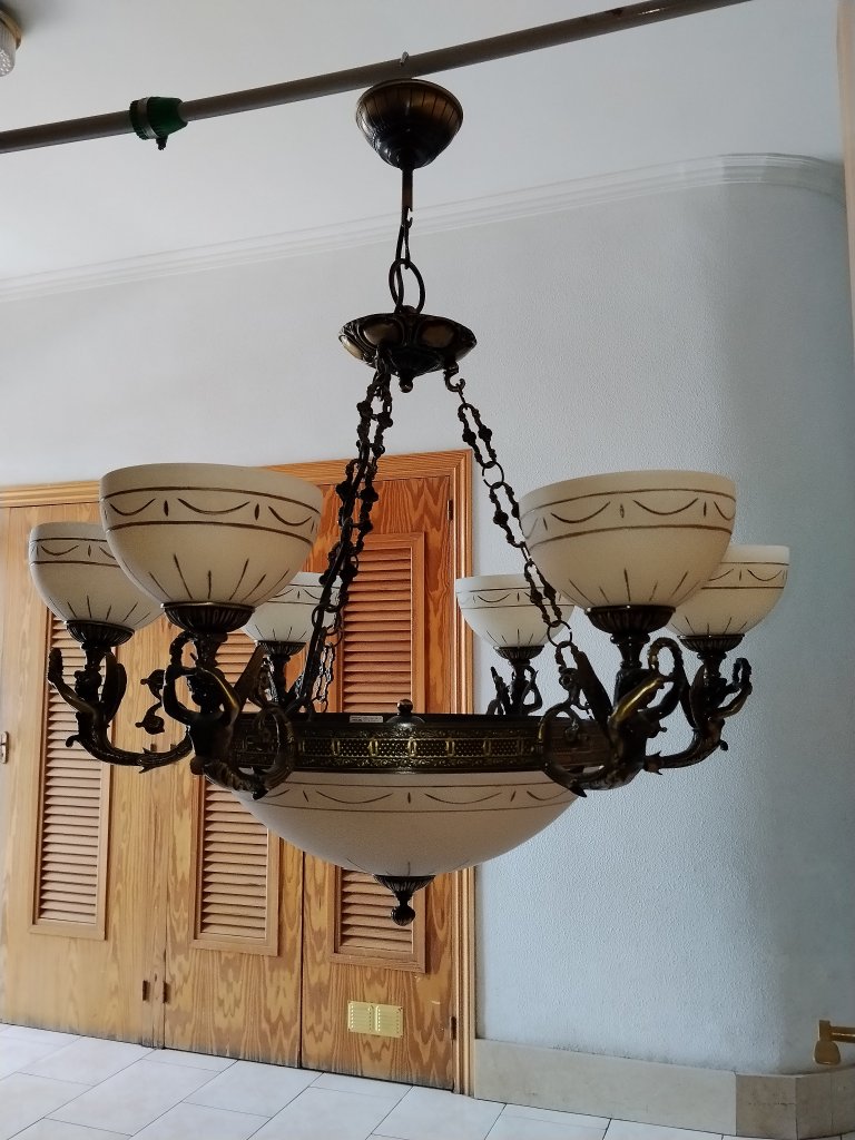 Messing- und Marmorlampe