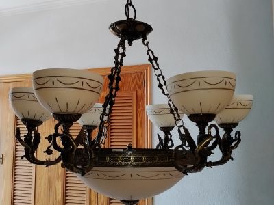 Messing- und Marmorlampe