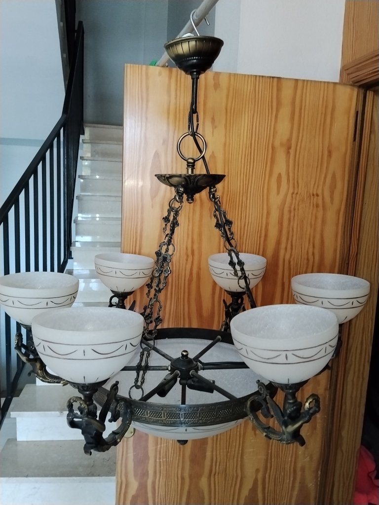 Messing- und Marmorlampe
