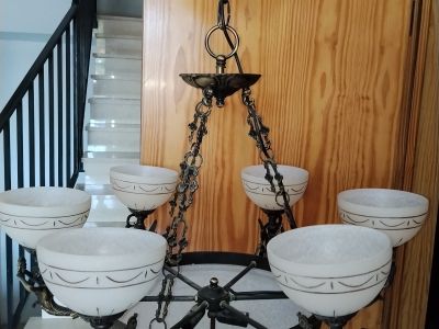 Messing- und Marmorlampe