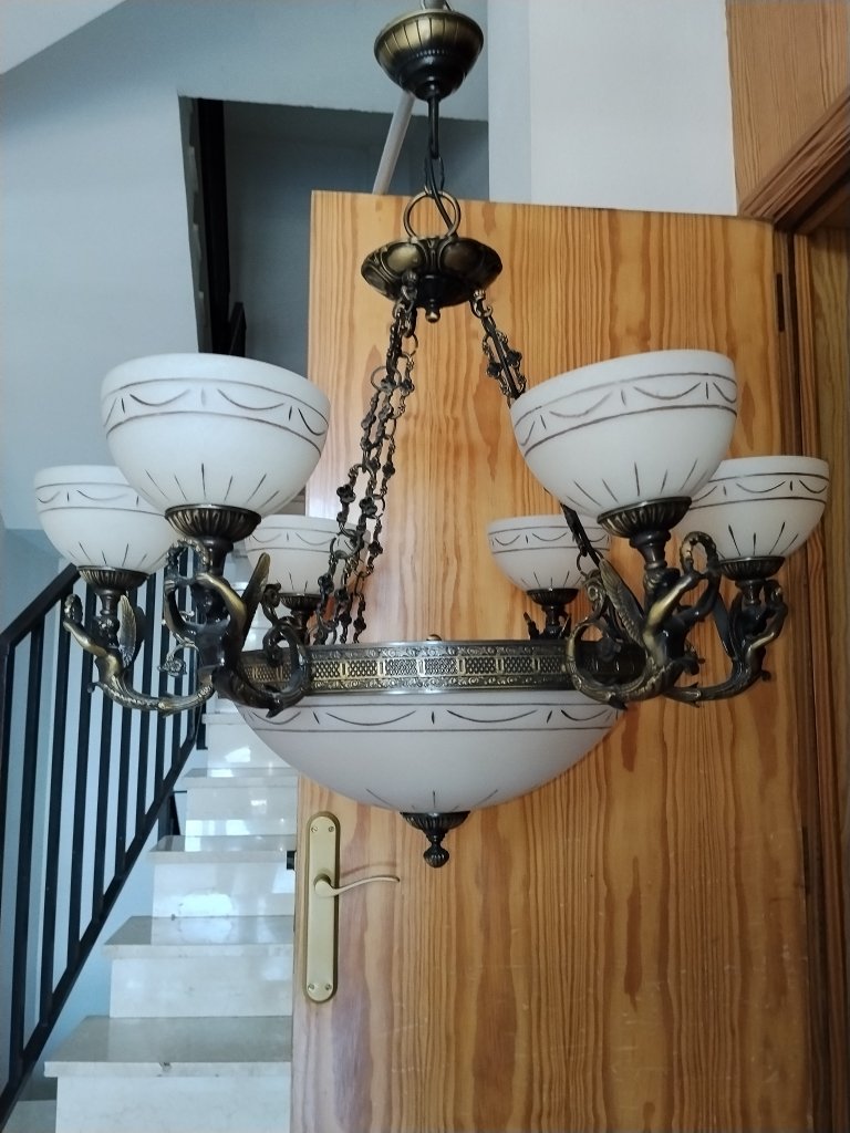 Messing- und Marmorlampe