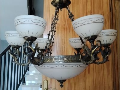 Messing- und Marmorlampe