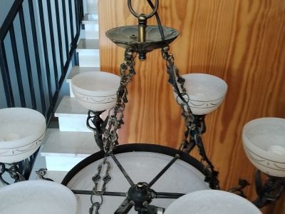 Messing- und Marmorlampe