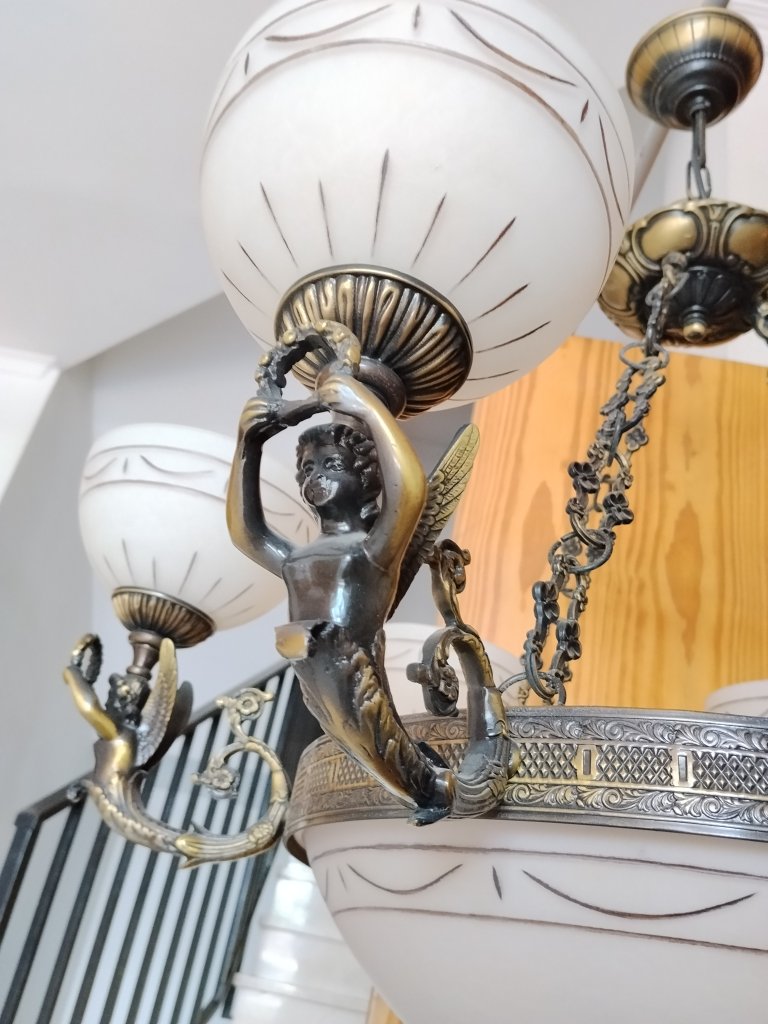 Messing- und Marmorlampe