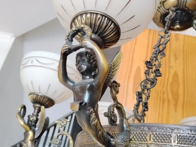 Messing- und Marmorlampe