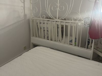 Metallbett inklLattenrost, Matratze, Auflage, Matratzenschoner