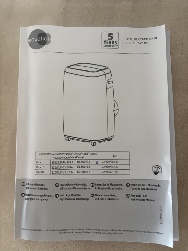 Mobile Klimaanlage Equation Cool & Heat 12k - Neupreis 359 € - Kauf 19. Juni 2026