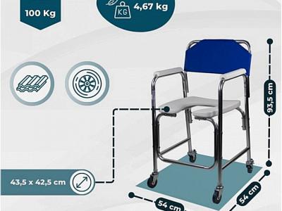 mobiler Toilettensitz | Räder | Armlehnen | Aluminium | Schwarz |