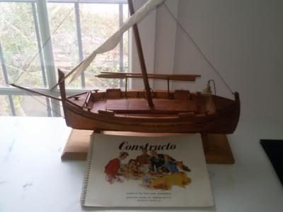 Model ship in display case