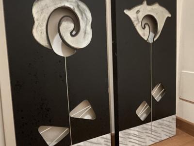 Moderne Wandbilder 2 Stück schwarz-silber