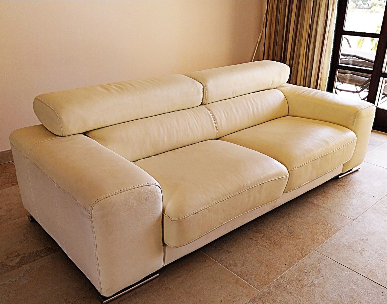 Modern faux leather sofa