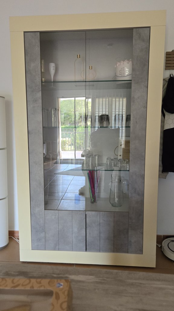 Furniture Set: Display Cabinet & Sideboard (Concrete Look / Cream) Pickup Cala Millor