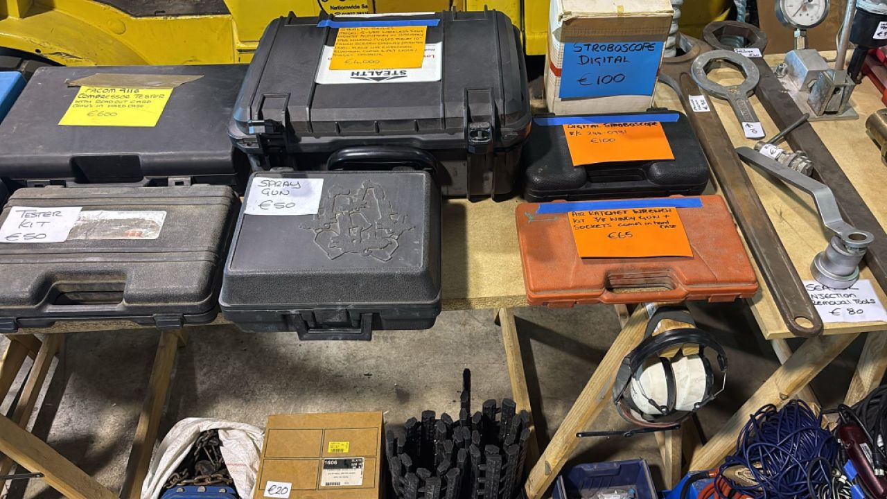 Engine stand (SEALY) & other items