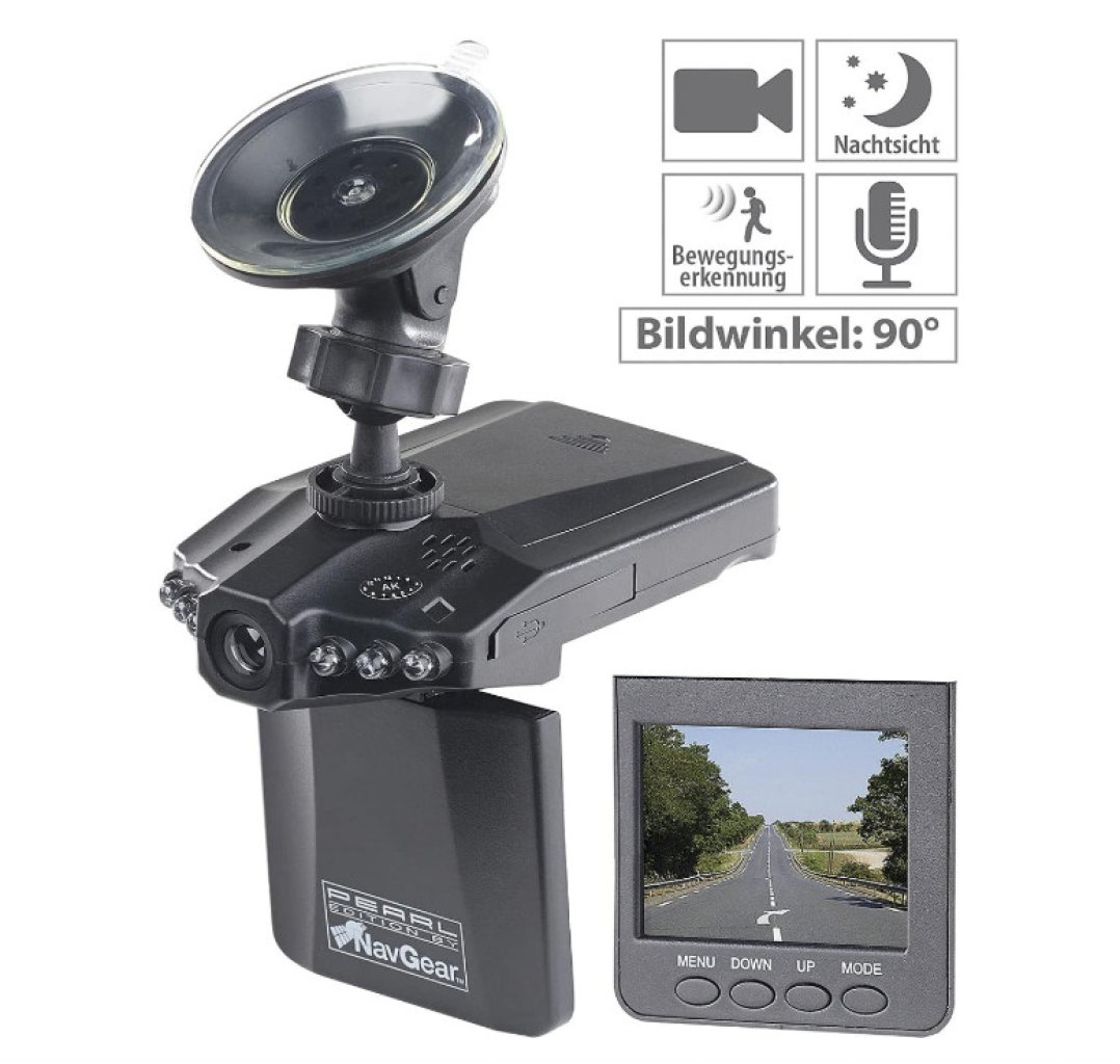 NavGear Auto-DVR-Kamera MDV-2250.IR mit LCD-Display & Bewegungserkennung