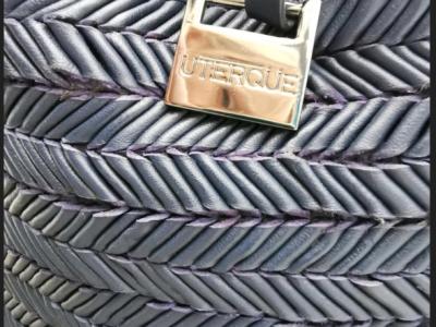 NEW! Elegant leather handbag from UTERQÜE, dark blue NEW!