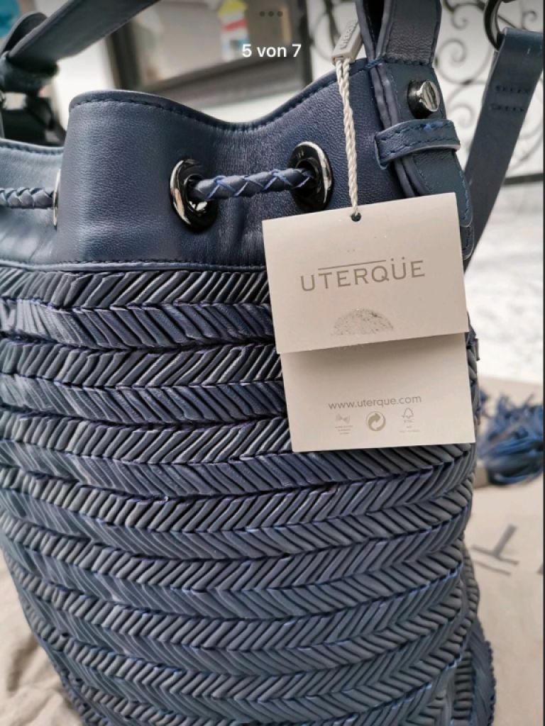 NEW! Elegant leather handbag from UTERQÜE, dark blue NEW!