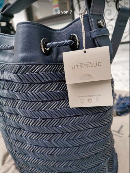 NEW! Elegant leather handbag from UTERQÜE, dark blue NEW!