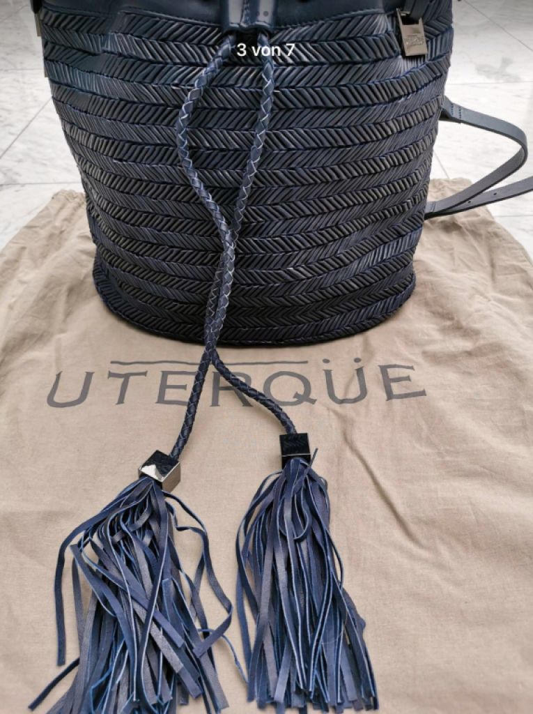 NEW! Elegant leather handbag from UTERQÜE, dark blue NEW!