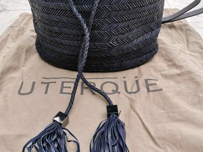 NEU! Edle Lederhandtasche von UTERQÜE, Dunkelblau NEU!