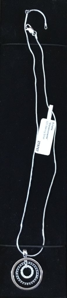 ¡NUEVO! Elegante cadena de plata de ley 925, colgante con strass ¡NUEVO!