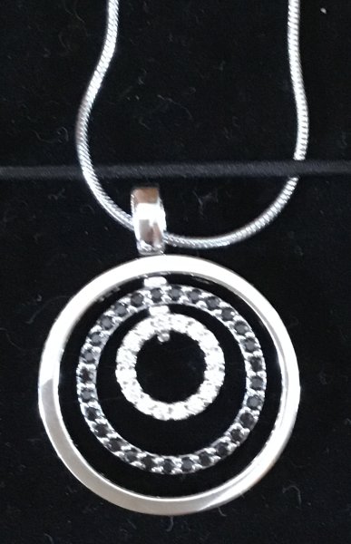 ¡NUEVO! Elegante cadena de plata de ley 925, colgante con strass ¡NUEVO!