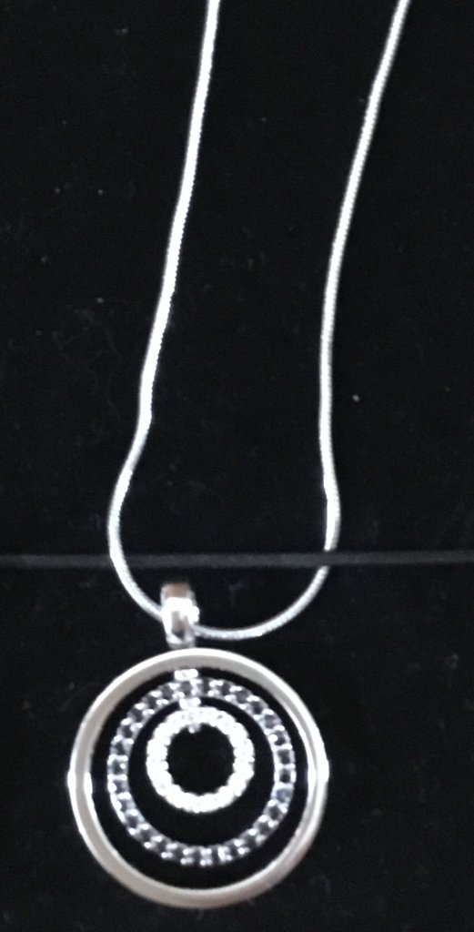 ¡NUEVO! Elegante cadena de plata de ley 925, colgante con strass ¡NUEVO!