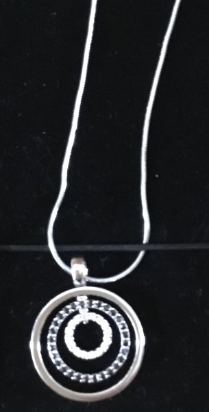 ¡NUEVO! Elegante cadena de plata de ley 925, colgante con strass ¡NUEVO!