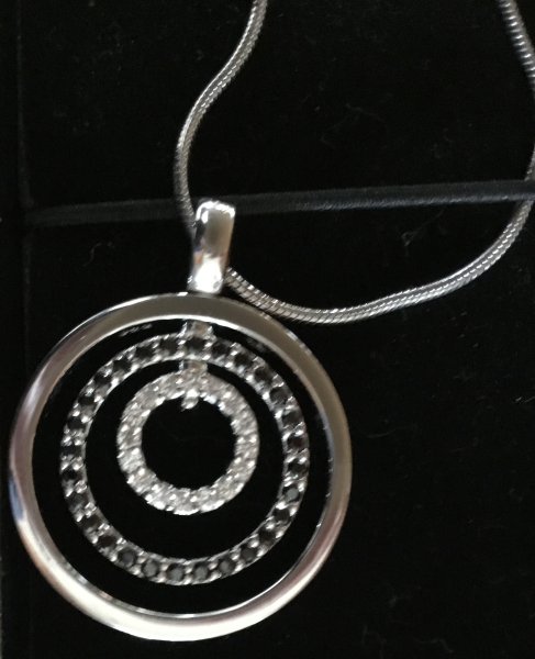 ¡NUEVO! Elegante cadena de plata de ley 925, colgante con strass ¡NUEVO!