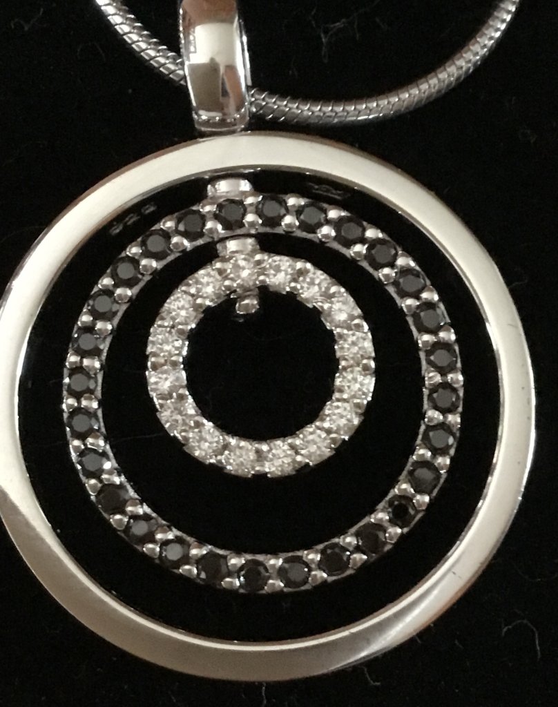 ¡NUEVO! Elegante cadena de plata de ley 925, colgante con strass ¡NUEVO!