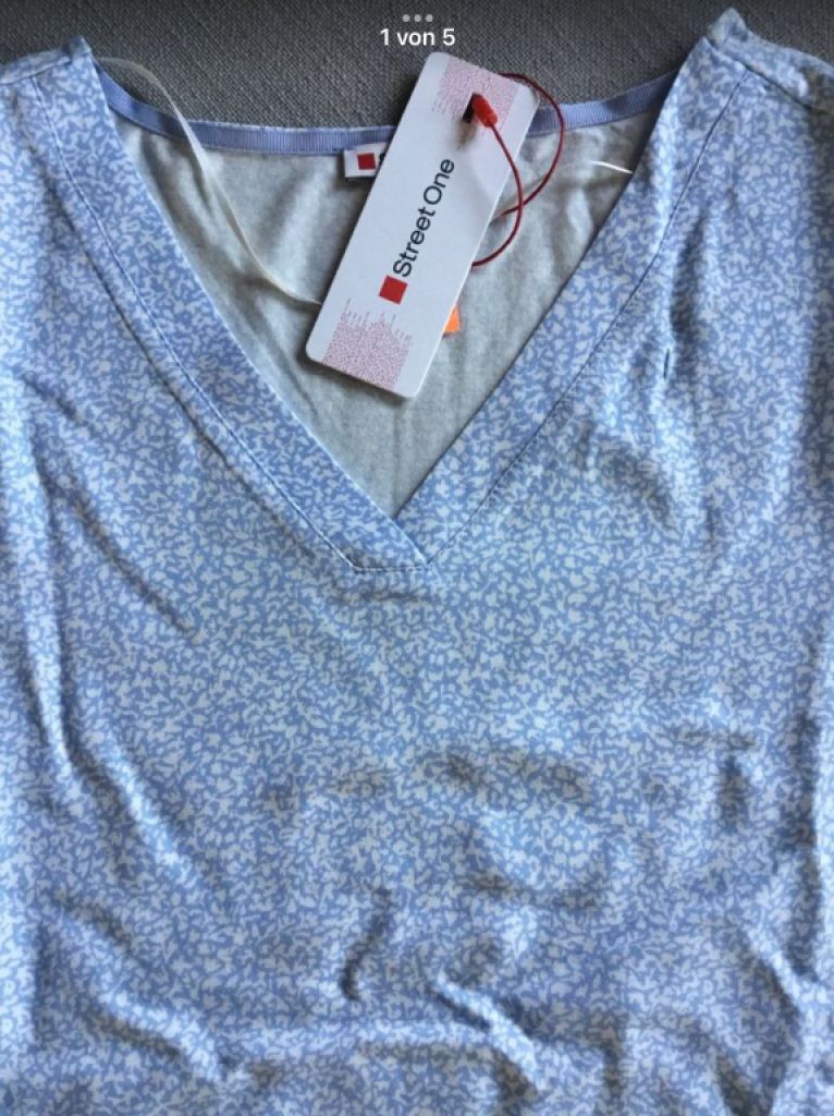 NEU! Langarmshirt von STREET ONE, Gr.34/36, Hellblau Weiß NEU!