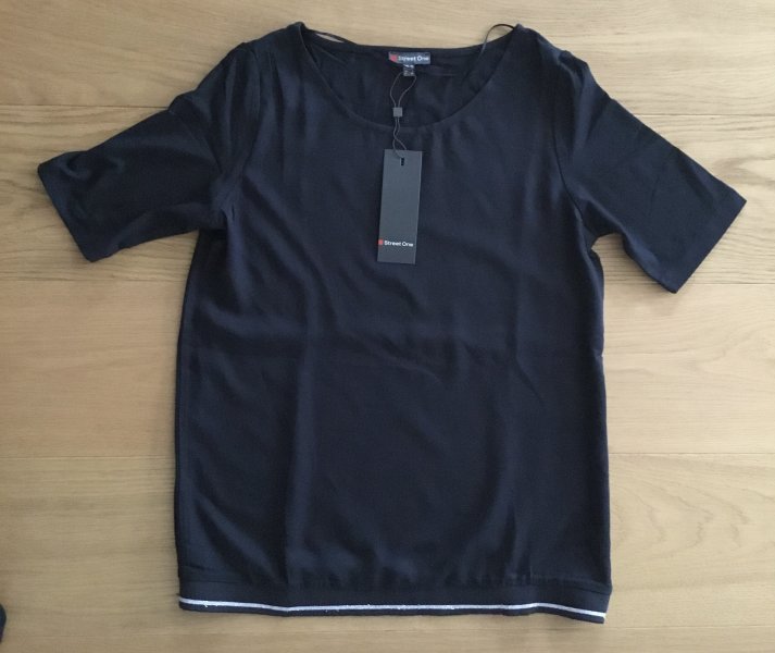 NEU! Schönes Shirt von STREET ONE, Gr.34/36, Schwarz/ Silber NEU!