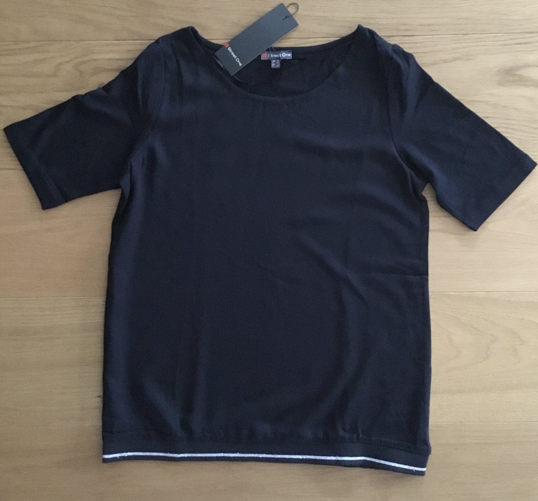 NEU! Schönes Shirt von STREET ONE, Gr.34/36, Schwarz/ Silber NEU!