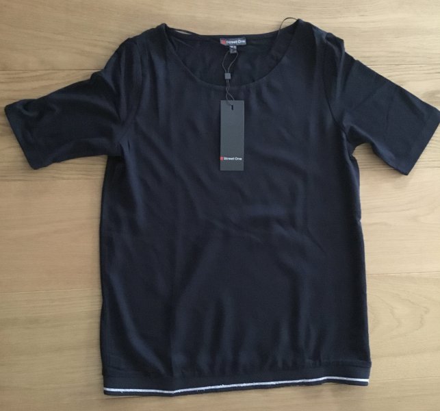 NEU! Schönes Shirt von STREET ONE, Gr.34/36, Schwarz/ Silber NEU!