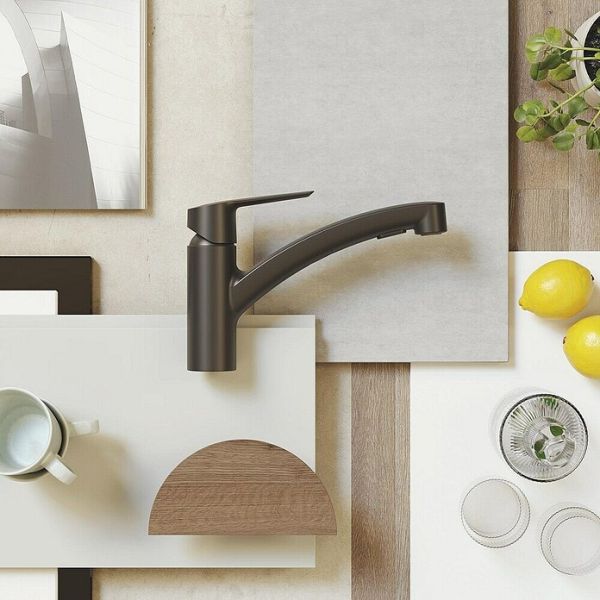 NUEVO grifo de cocina Grohe Start de latón negro mate, grifo, giratorio extraíble Precio original 18