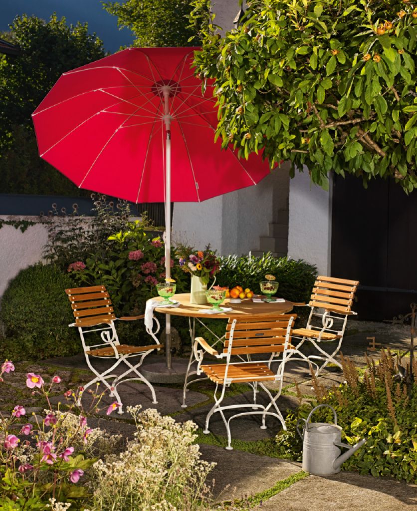 NUEVO y en su embalaje original: mesa de jardín Weishäupl Classic Ø 75 cm. PVP 879 euros.