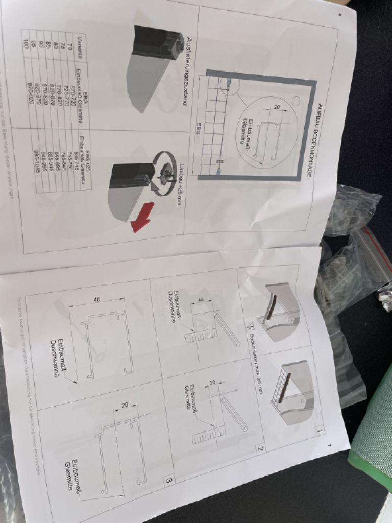 Neue Duschkabine, Pendeltüre Glas