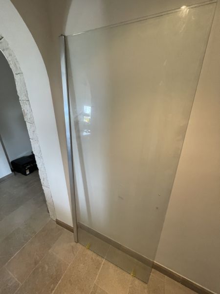 New shower cubicle, glass swing door