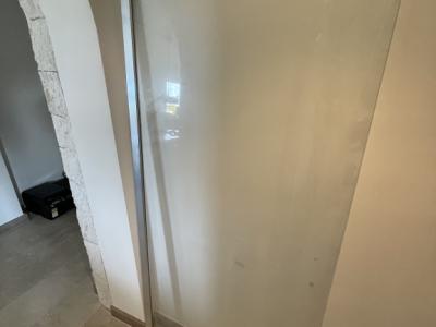 New shower cubicle, glass swing door