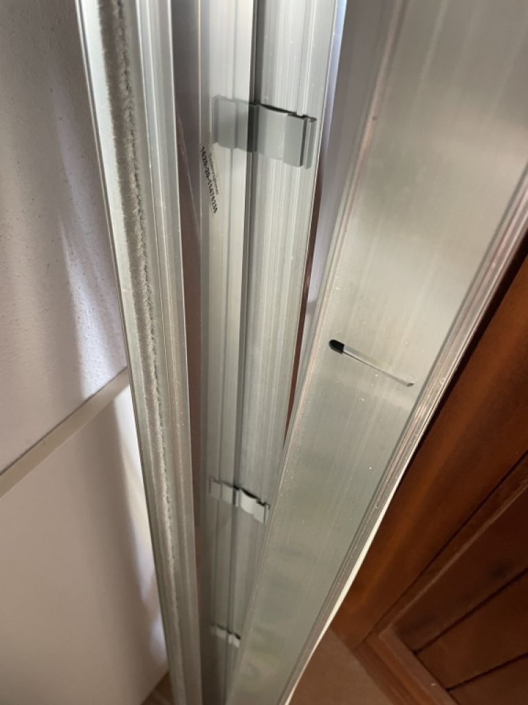 New shower cubicle, glass swing door