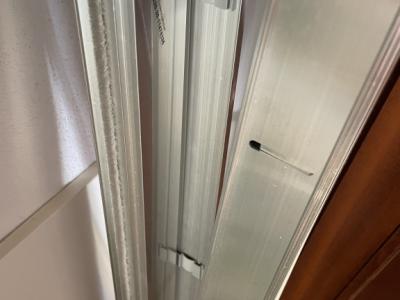 New shower cubicle, glass swing door