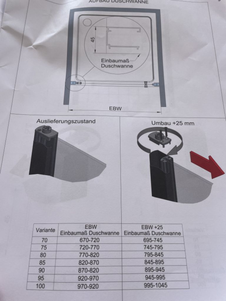 New shower cubicle, glass swing door
