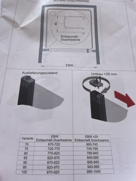 New shower cubicle, glass swing door