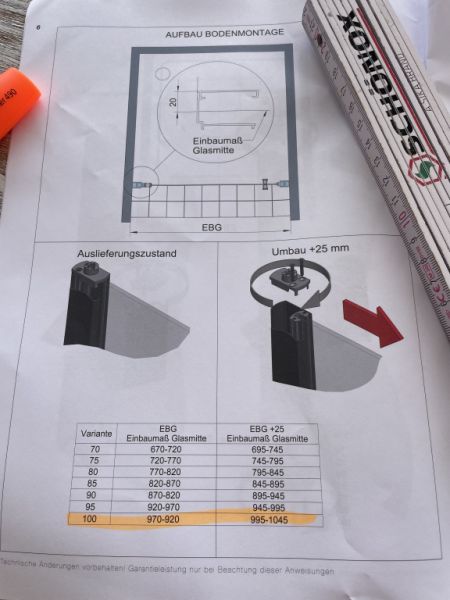 New shower cubicle, glass swing door