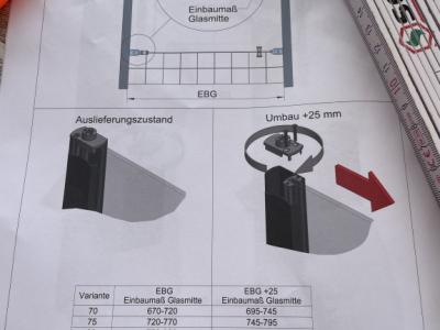 New shower cubicle, glass swing door