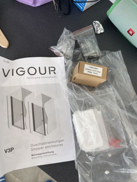 New shower cubicle, glass swing door