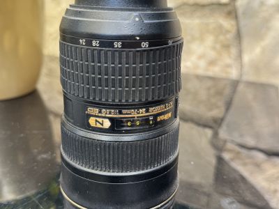 Nikon 24-70 FX lens with hood and filter