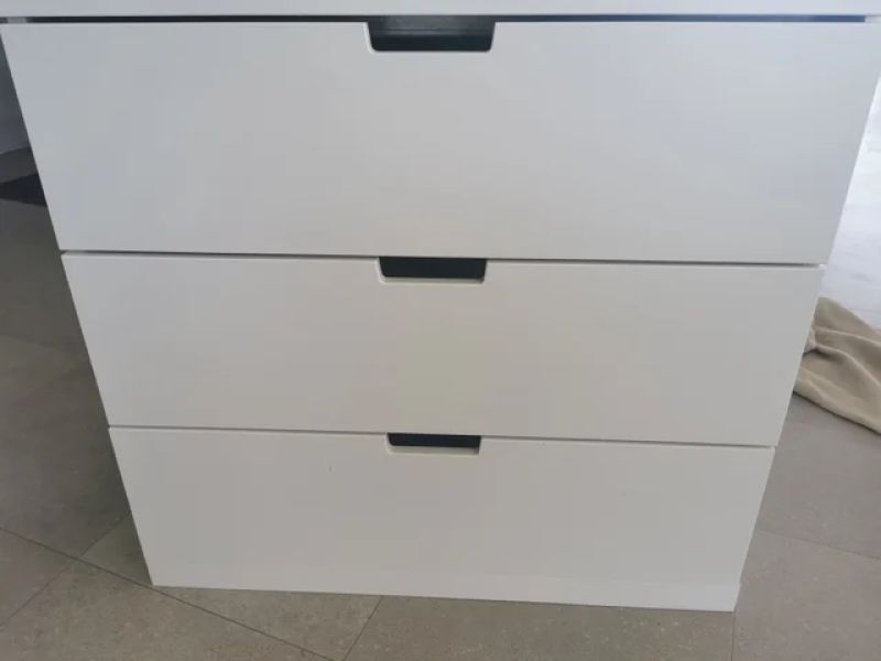 NORDLI vertical chest, 3 drawers, white