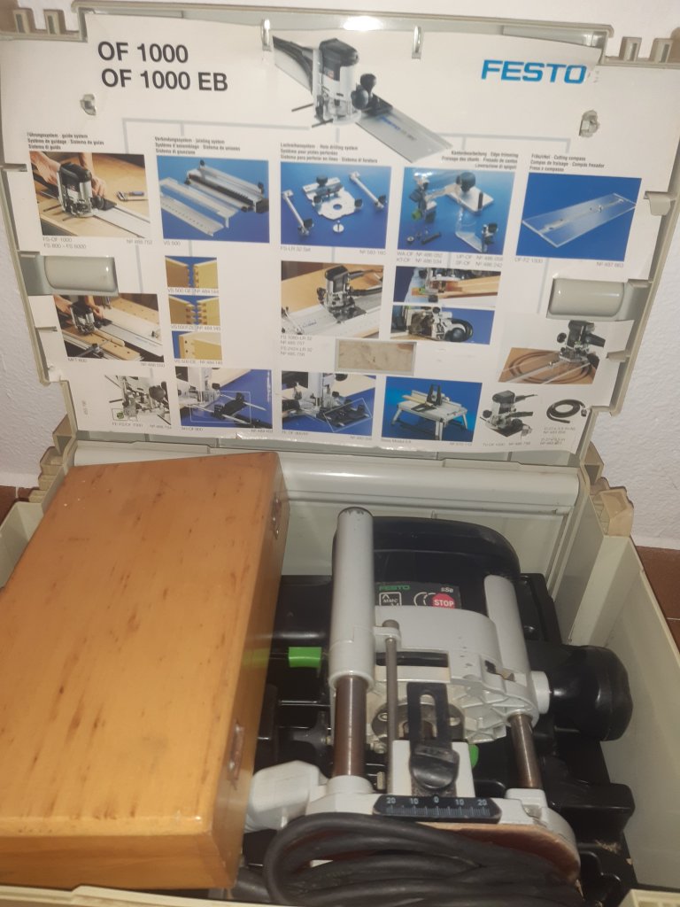 Router from Festo with router bit set and accessories
